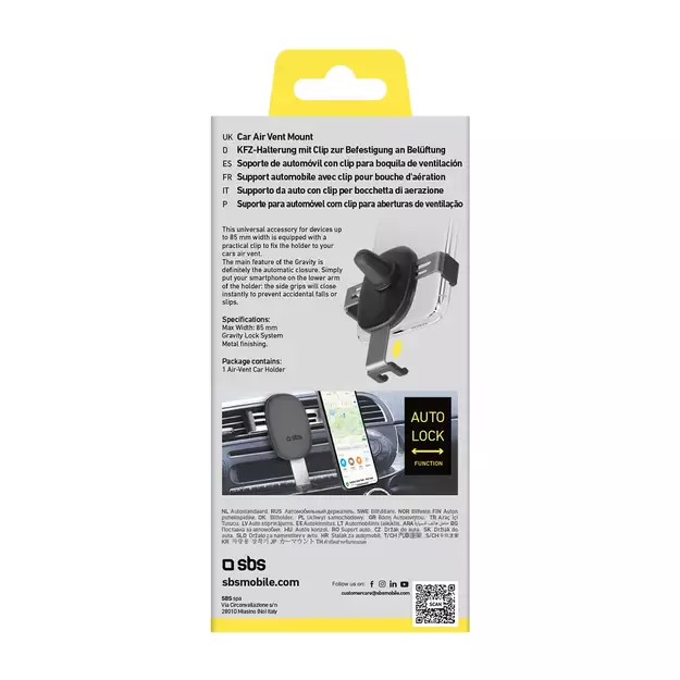 SBS TESUPPCLIPGRAVK smartphone holder for air vent, gravity - black 8