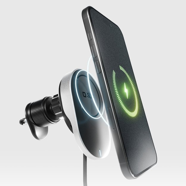 SBS TESUPP15WRETRACABL Wireless Charger Smartphone Holder with Retractable Cable Compatible with MagSafe - Black 6
