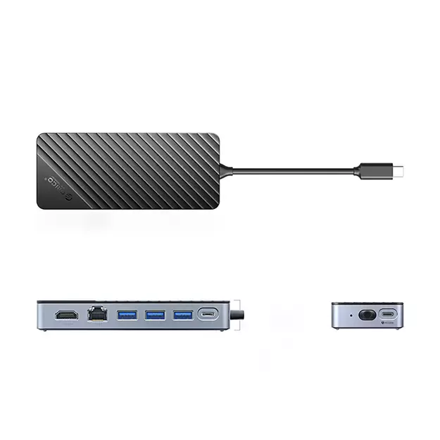 Orico OM28PR-G2 USB-C Docking Station with M.2 Drive Slot + 1 x USB-A 3.2 + 1x USB-C 3.2 + 2x USB-A 2.0 + 1x HDMI + 1x Ethernet - Black 1