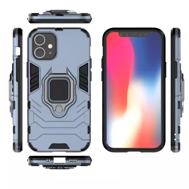 Ring Armor Case Kickstand Tough Rugged Cover for iPhone 12 mini blue 3