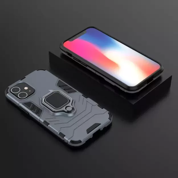 Ring Armor Case Kickstand Tough Rugged Cover for iPhone 12 mini blue 2