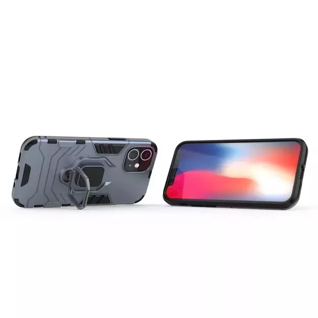 Ring Armor Case Kickstand Tough Rugged Cover for iPhone 12 mini blue 4
