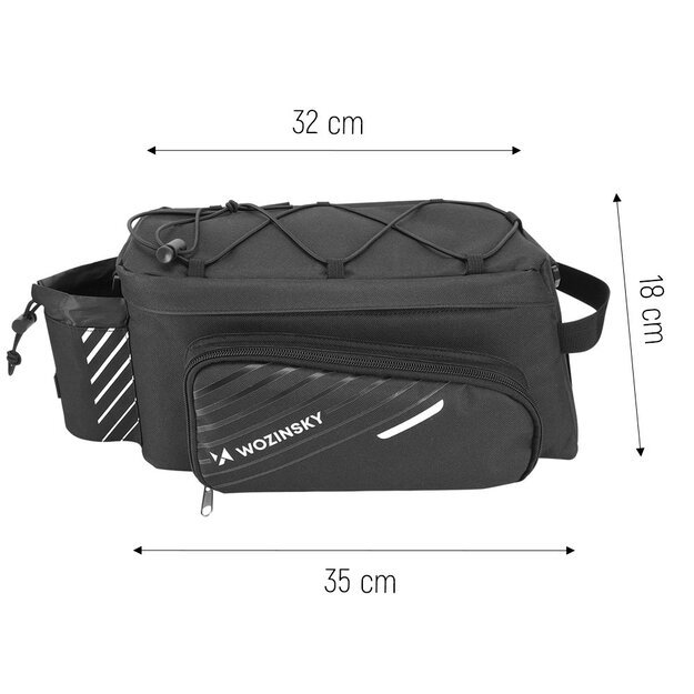 Wozinsky bike carrier bag with 9l shoulder strap (rain cover included) black (WBB22BK) 23