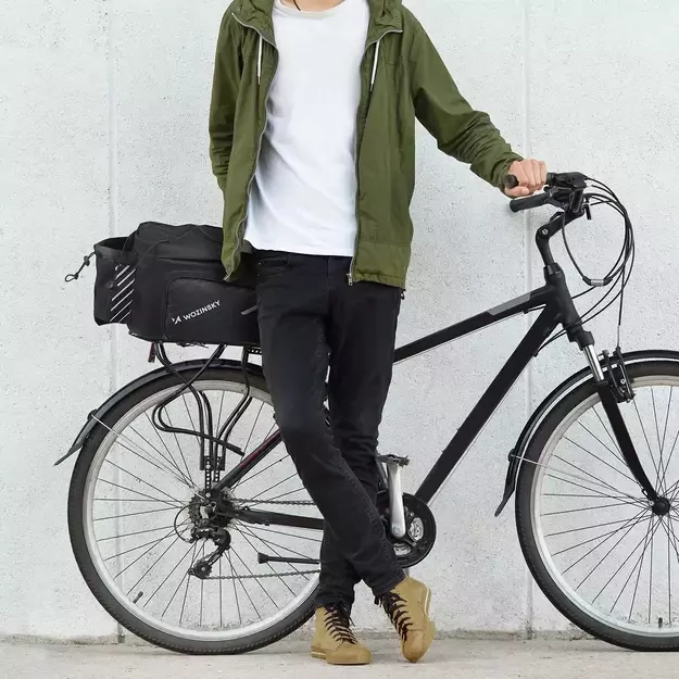 Wozinsky bike carrier bag with 9l shoulder strap (rain cover included) black (WBB22BK) 4