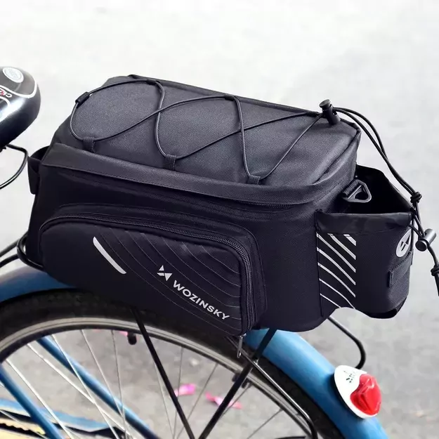 Wozinsky bike carrier bag with 9l shoulder strap (rain cover included) black (WBB22BK) 9
