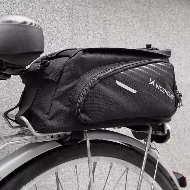 Wozinsky bike carrier bag with 9l shoulder strap (rain cover included) black (WBB22BK) 11