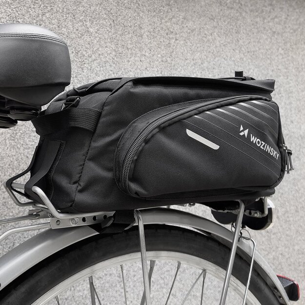 Wozinsky bike carrier bag with 9l shoulder strap (rain cover included) black (WBB22BK) 32