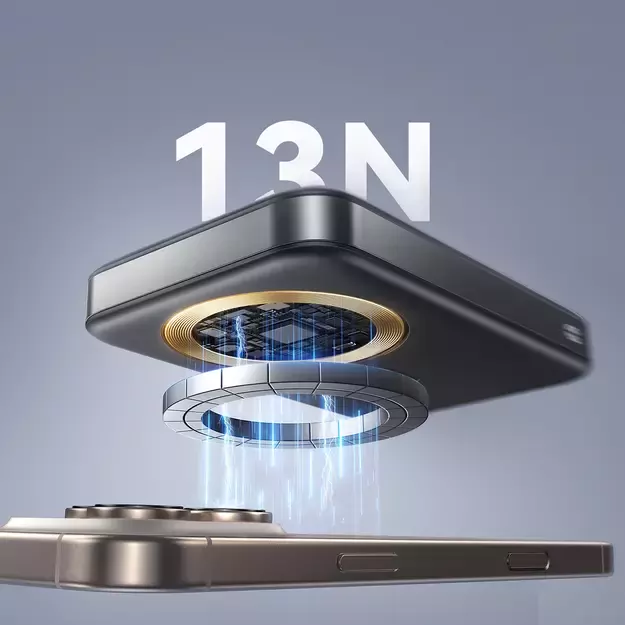 Joyroom JR-PBM12 Power Bank 10000mAh 22.5W MagSafe Compatible, 15W Wireless Charging, with Ring Base - Black 7