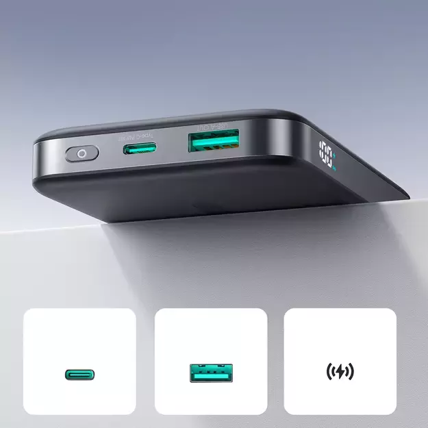Joyroom JR-PBM12 Power Bank 10000mAh 22.5W MagSafe Compatible, 15W Wireless Charging, with Ring Base - Black 11