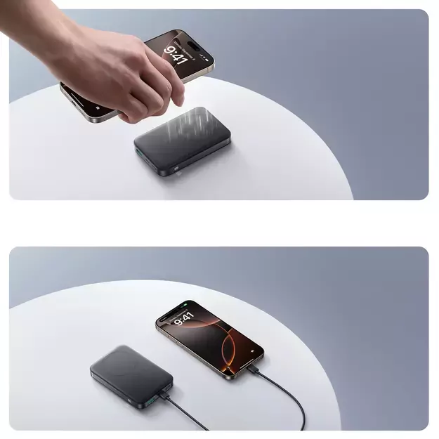Joyroom JR-PBM12 Power Bank 10000mAh 22.5W MagSafe Compatible, 15W Wireless Charging, with Ring Base - Black 10