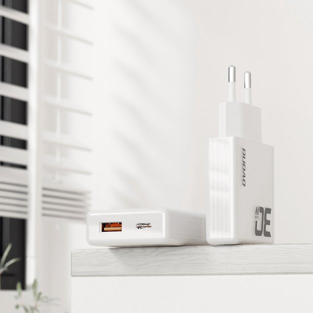 GaN Dudao A30EUT 30W USB-A / USB-C Wall Charger + USB-C - USB-C Cable - White 3