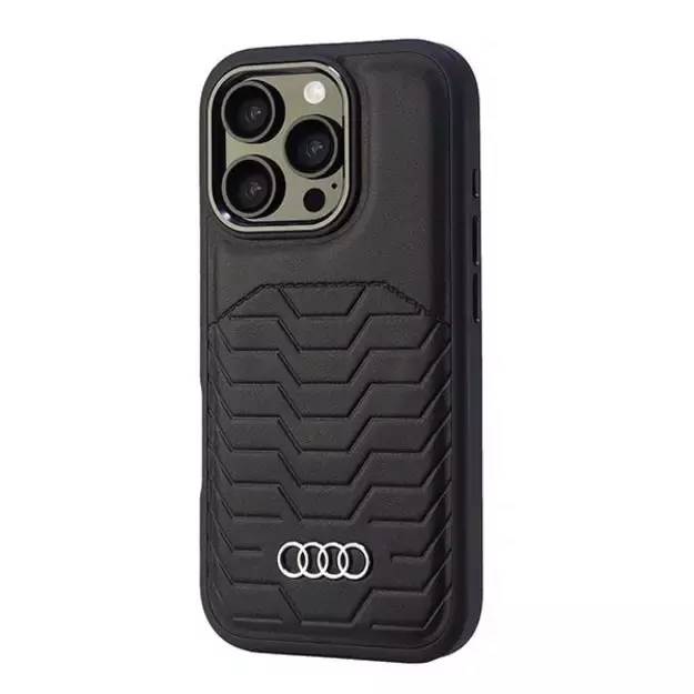 Audi Synthetic Leather MagSafe iPhone 16 Pro 6.3&quot  black/black hardcase AU-TPUPCMIP16P-GT/D3-BK 2