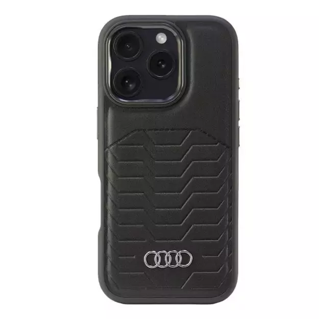 Audi Synthetic Leather MagSafe iPhone 16 Pro 6.3&quot  black/black hardcase AU-TPUPCMIP16P-GT/D3-BK