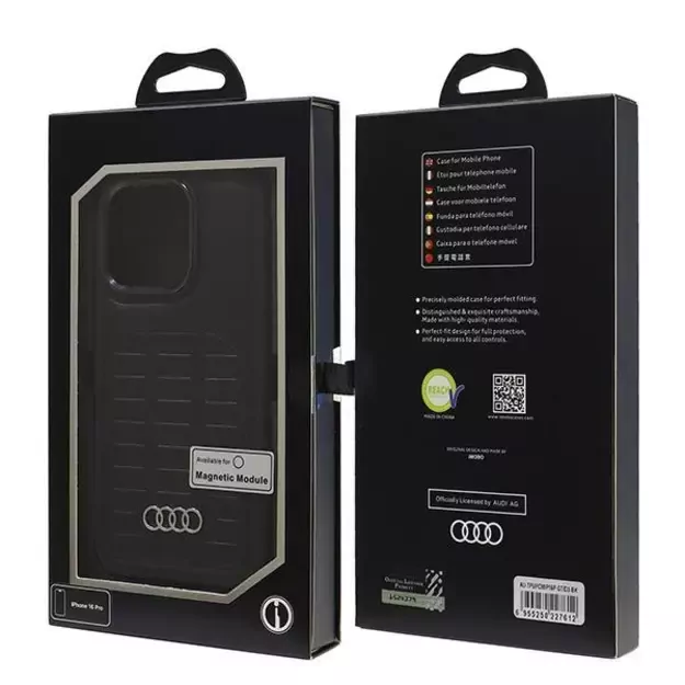Audi Synthetic Leather MagSafe iPhone 16 Pro 6.3&quot  black/black hardcase AU-TPUPCMIP16P-GT/D3-BK 6