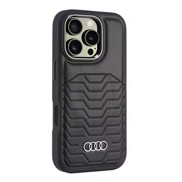 Audi Synthetic Leather MagSafe iPhone 16 Pro 6.3&quot  black/black hardcase AU-TPUPCMIP16P-GT/D3-BK 1