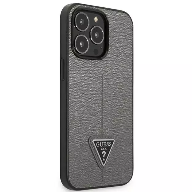 Guess Saffiano Triangle Logo case for iPhone 13 Pro Max 6.7&quot  - silver 10