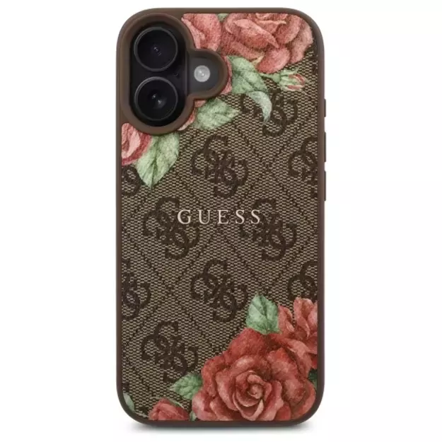 Guess GUHMP16SP4ROPEMCW iPhone 16 6.1&quot  brown/brown hardcase 4G Flowers Print MagSafe 2