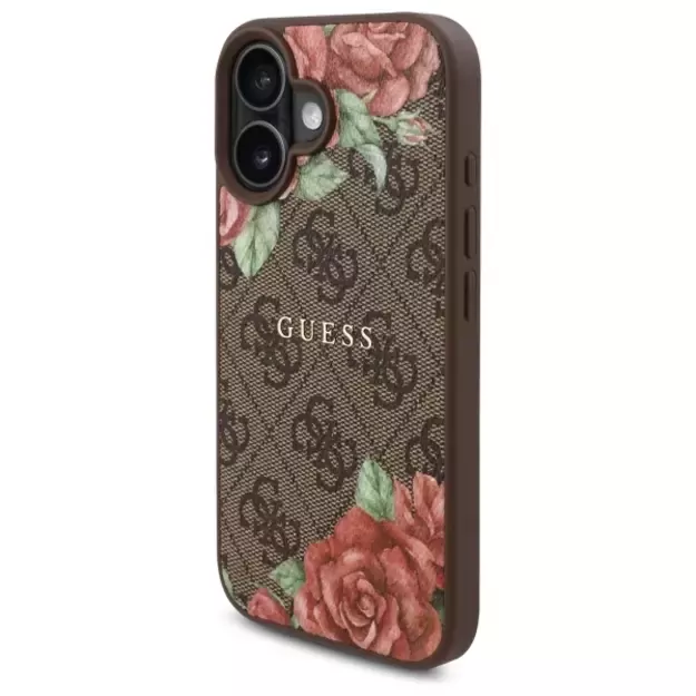 Guess GUHMP16SP4ROPEMCW iPhone 16 6.1&quot  brown/brown hardcase 4G Flowers Print MagSafe 1