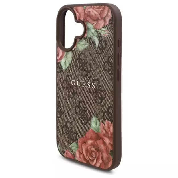 Guess GUHMP16SP4ROPEMCW iPhone 16 6.1&quot  brown/brown hardcase 4G Flowers Print MagSafe 5