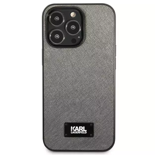 Karl Lagerfeld Saffiano Plaque case for iPhone 13 Pro / 13 6.1&quot  - silver 9