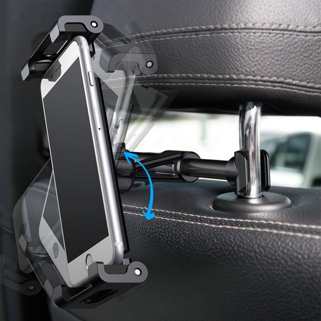 Baseus Backseat Car Mount SUHZ-01 Car Headrest Holder for Tablets / Smartphones 4.7-12.9  - Black 14