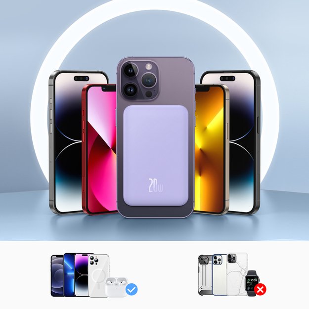 Baseus mini power bank 5000mAh 20W + USB-C cable (20V/3A) - purple 12