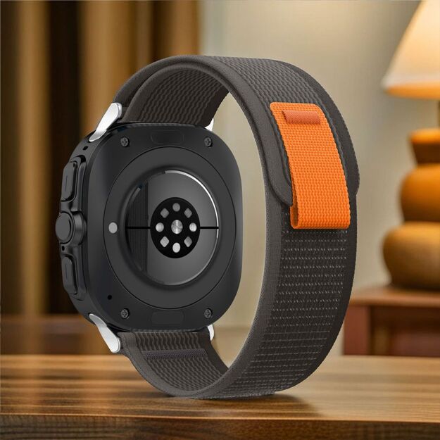 Tech-Protect Nylon Strap for Samsung Galaxy Watch Ultra (47mm) - Black/Orange 3