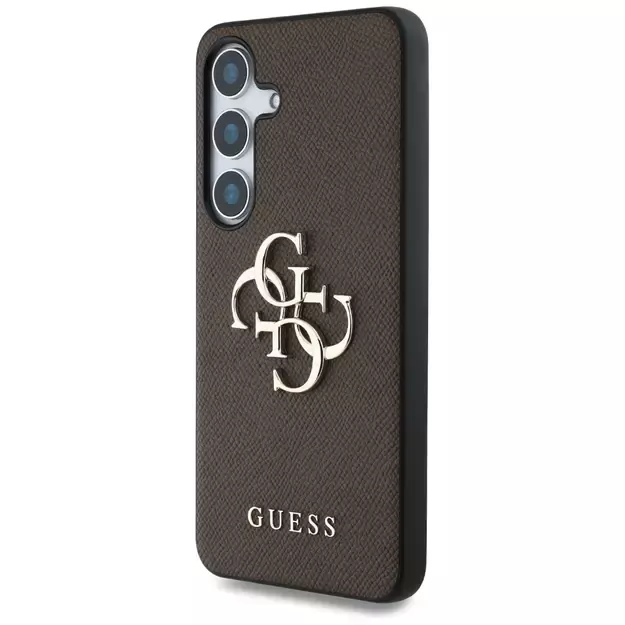 Guess Grained Big 4G Logo Small Classic Logo case for Samsung Galaxy S25 brown 1