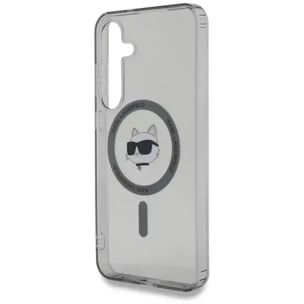 Karl Lagerfeld Button Choupette Head Printed Logo MagSafe Samsung Galaxy S25 Plus case black 5