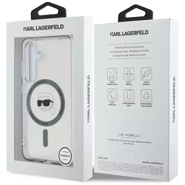Case Karl Lagerfeld Button Karl Head Printed Logo MagSafe Samsung Galaxy S25 black 14