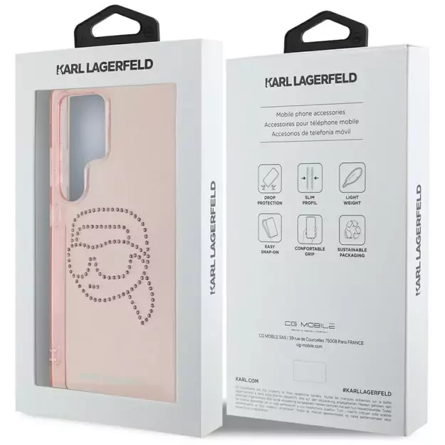 Karl Lagerfeld Rhinestones K. Head Logo Samsung Galaxy S25 Ultra Case Pink 14
