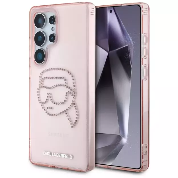 Karl Lagerfeld Rhinestones K. Head Logo Samsung Galaxy S25 Ultra Case Pink