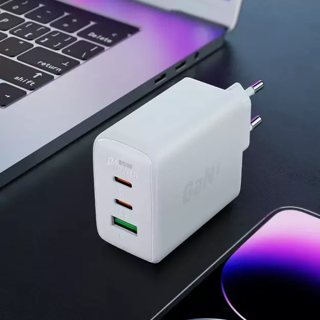 Acefast fast charger GaN (2x USB-C / USB-A) PPS / PD / QC4+ 65W white (A41) 2