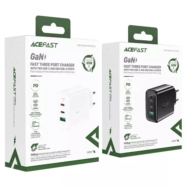 Acefast fast charger GaN (2x USB-C / USB-A) PPS / PD / QC4+ 65W white (A41) 4