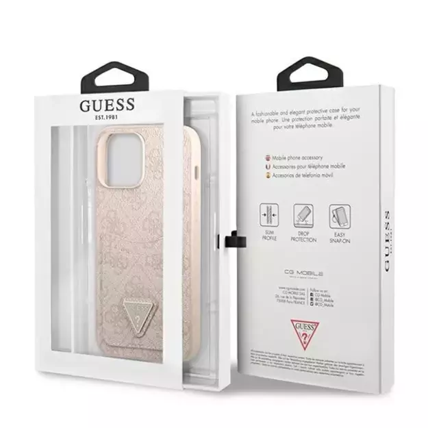 Guess 4G Triangle Logo Cardslot Case for iPhone 13 Pro / 13 - Pink 14