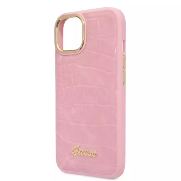 Guess Croco Collection case for iPhone 14 Plus - pink 5