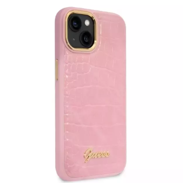 Guess Croco Collection case for iPhone 14 Plus - pink 3