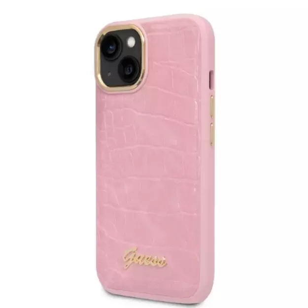 Guess Croco Collection case for iPhone 14 Plus - pink 1