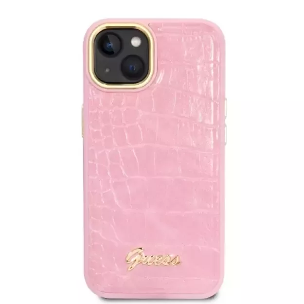 Guess Croco Collection case for iPhone 14 Plus - pink 2