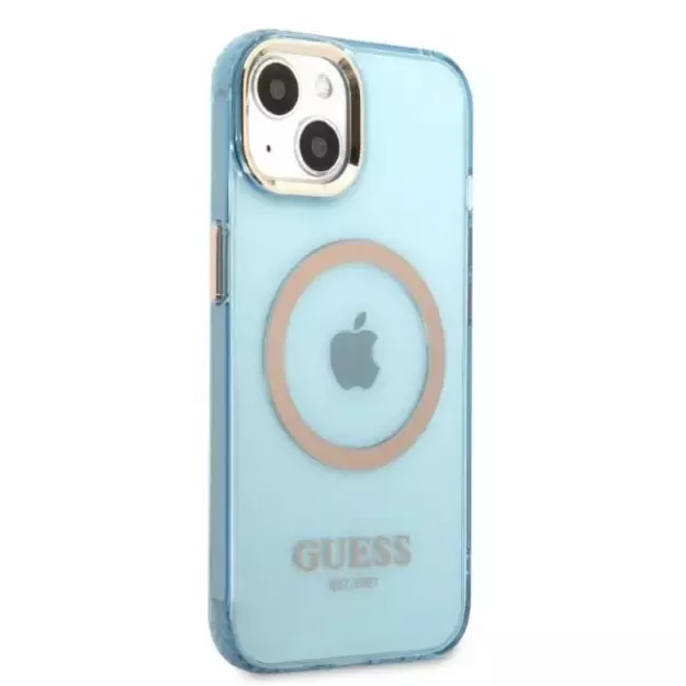 Guess Gold Outline Translucent MagSafe case for iPhone 13 - blue 10