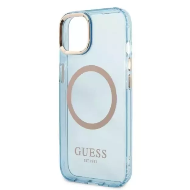 Guess Gold Outline Translucent MagSafe case for iPhone 13 - blue 12
