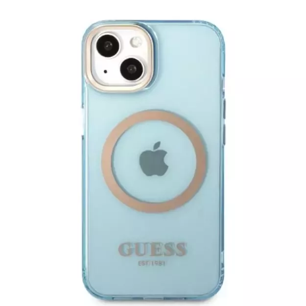 Guess Gold Outline Translucent MagSafe case for iPhone 13 - blue 9