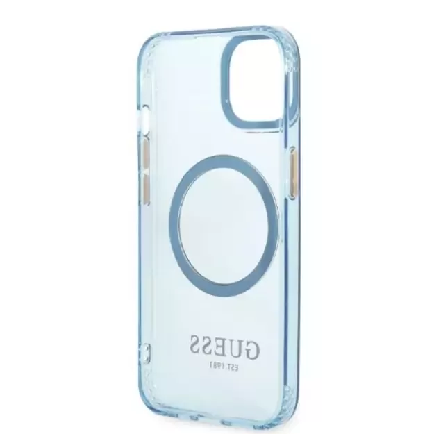 Guess Gold Outline Translucent MagSafe case for iPhone 13 - blue 13