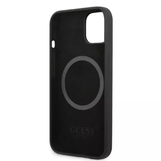 Guess Silicone Logo Plate MagSafe case for iPhone 13 mini - black 13