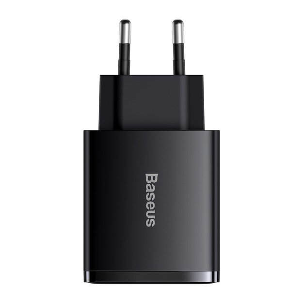 [AFTER RETURN] Baseus Compact quick charger 2x USB / USB Type C 30W 3A Power Delivery Quick Charge black (CCXJ-E01) 2
