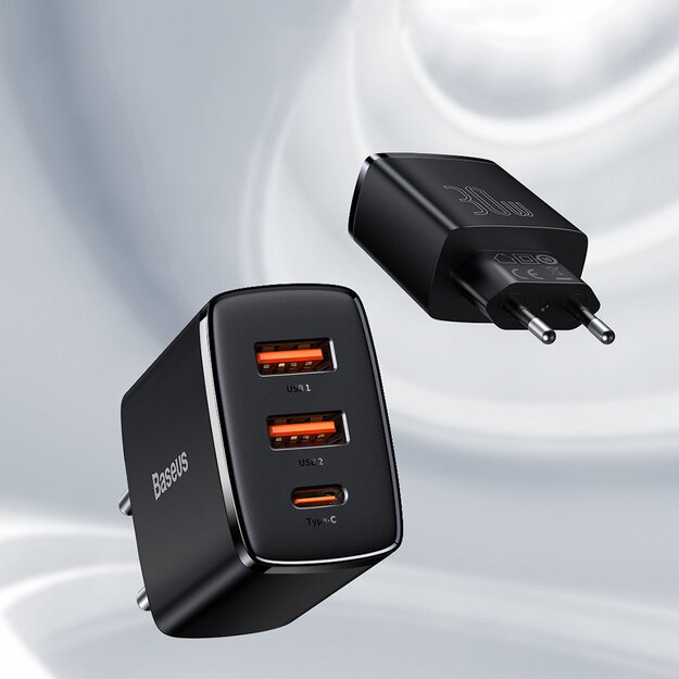 [AFTER RETURN] Baseus Compact quick charger 2x USB / USB Type C 30W 3A Power Delivery Quick Charge black (CCXJ-E01) 11