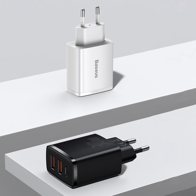[AFTER RETURN] Baseus Compact quick charger 2x USB / USB Type C 30W 3A Power Delivery Quick Charge black (CCXJ-E01) 15