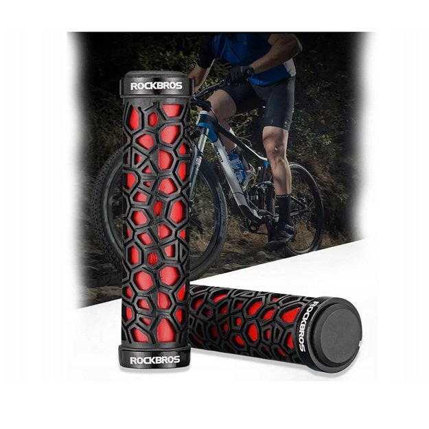 Rockbros 2017-14ARD bicycle grips - black and red 1