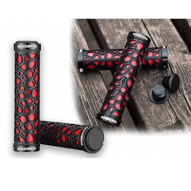 Rockbros 2017-14ARD bicycle grips - black and red 4