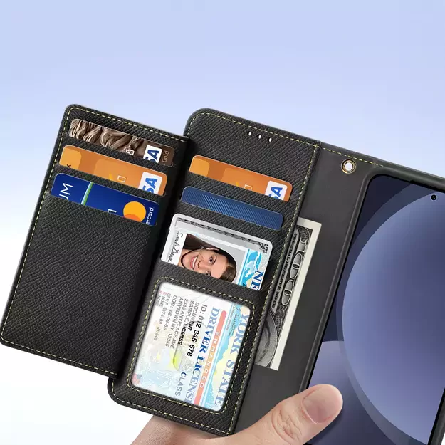 Dux Ducis Lawa Leather Case for Samsung Galaxy S25+ with Detachable Magnetic Wallet - Black 19